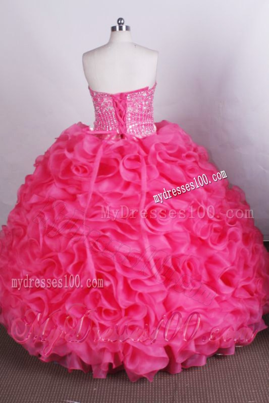 Luxurious Beading Rolling Flowers Ball Gown Sweet 15 Dresses